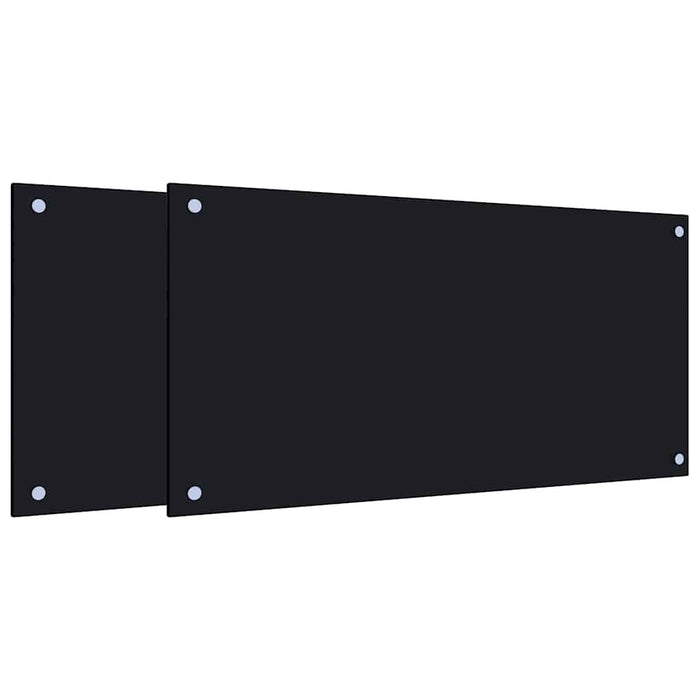 Panou antistropi bucătărie 2 buc. negru 80x40cm sticlă securiz. - WALTI WALTI