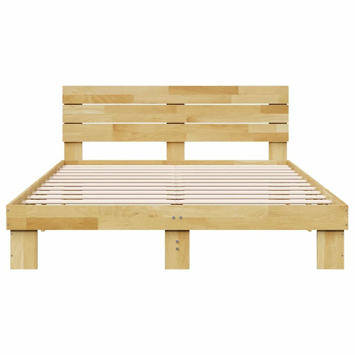 Cadru de pat cu tăblie fără saltea 135x190 cm lemn masiv stejar - WALTI WALTI