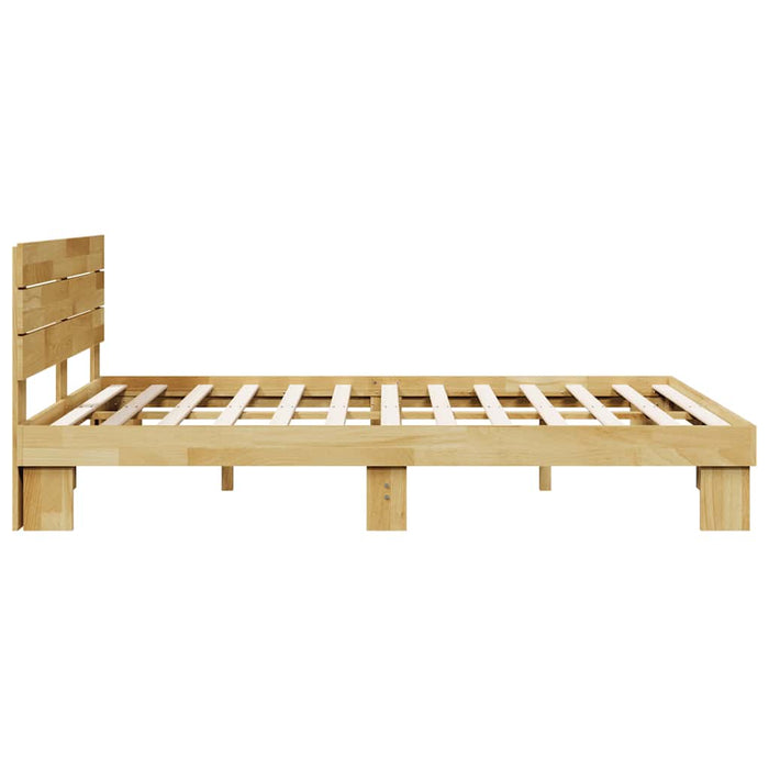 Cadru de pat cu tăblie fără saltea 135x190 cm lemn masiv stejar - WALTI WALTI