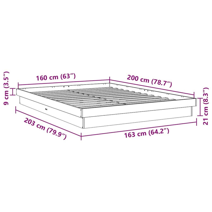 Cadru de pat fără saltea 160x200 cm din lemn masiv de stejar - WALTI WALTI