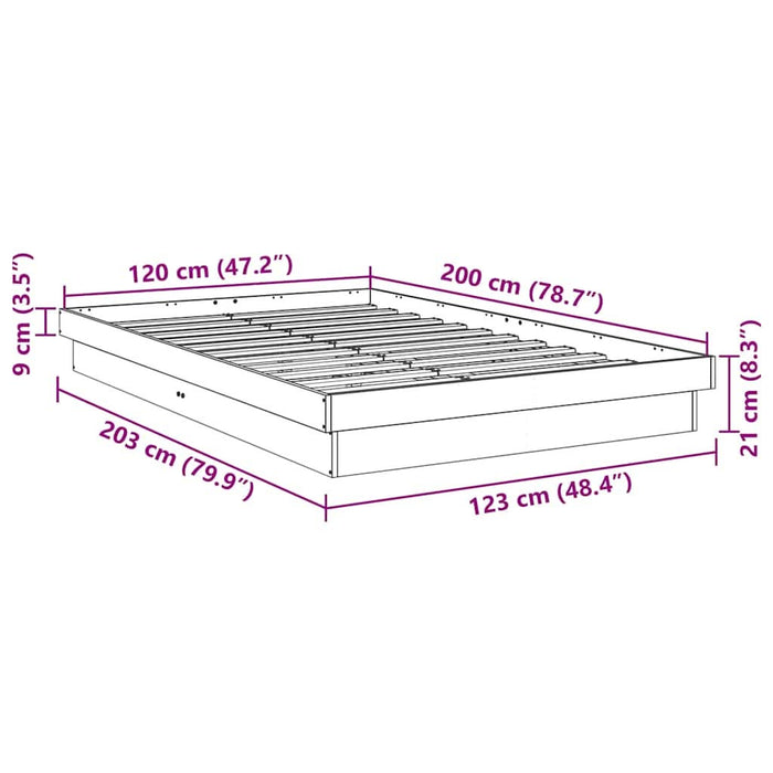 Cadru de pat fără saltea 120x200 cm din lemn masiv de stejar - WALTI WALTI