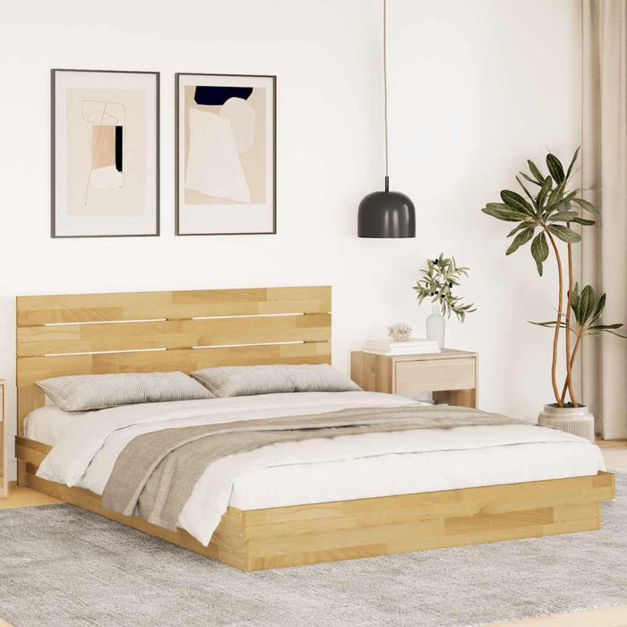 Cadru de pat cu tăblie fără saltea 160x200 cm lemn masiv stejar - WALTI WALTI