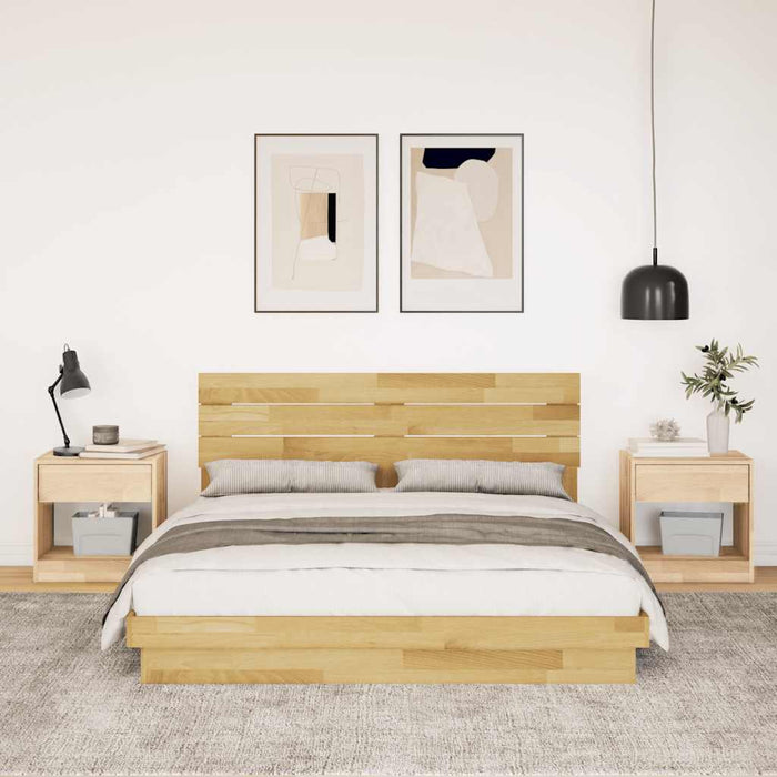 Cadru de pat cu tăblie fără saltea 150x200 cm lemn masiv stejar - WALTI WALTI