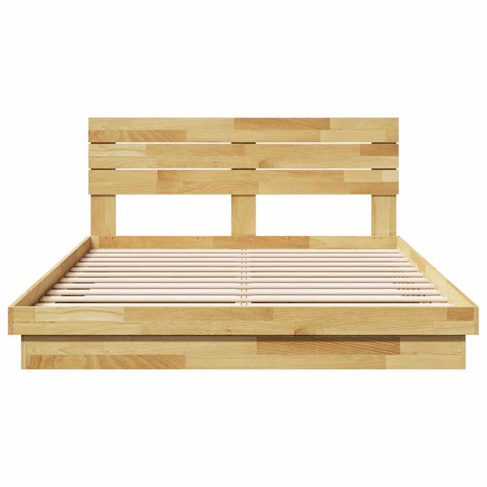 Cadru de pat cu tăblie fără saltea 150x200 cm lemn masiv stejar - WALTI WALTI