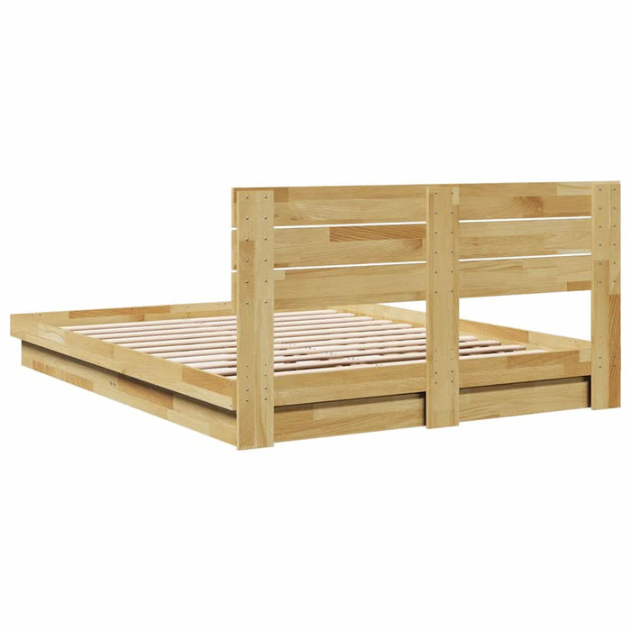Cadru de pat cu tăblie fără saltea 150x200 cm lemn masiv stejar - WALTI WALTI
