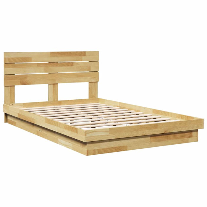 Cadru de pat cu tăblie fără saltea 120x200 cm lemn masiv stejar - WALTI WALTI