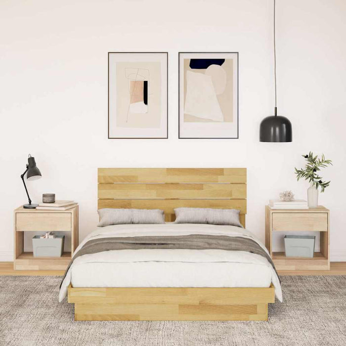Cadru de pat cu tăblie fără saltea 120x200 cm lemn masiv stejar - WALTI WALTI