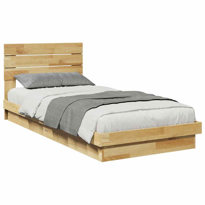 Cadru de pat cu tăblie fără saltea 100x200 cm lemn masiv stejar - WALTI WALTI