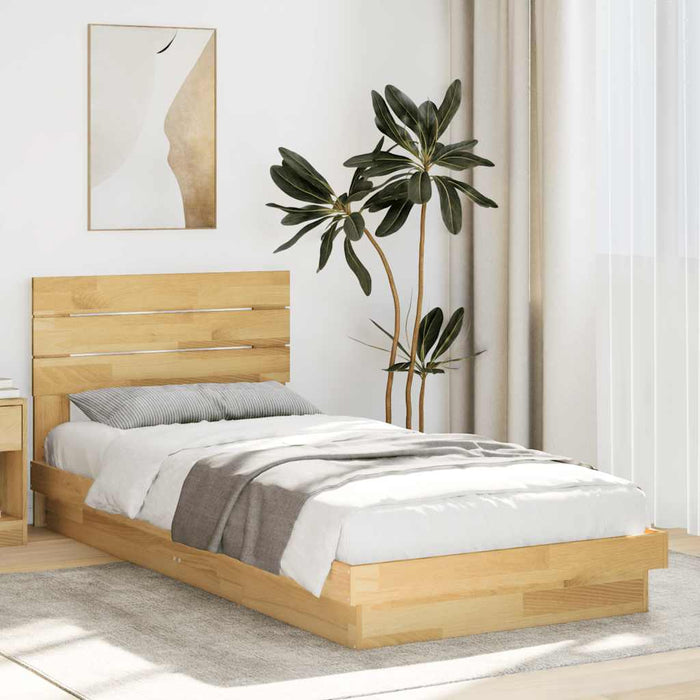 Cadru de pat cu tăblie fără saltea 100x200 cm lemn masiv stejar - WALTI WALTI