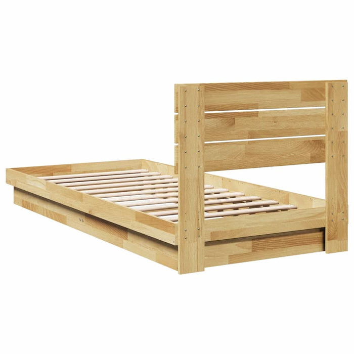 Cadru pat cu tăblie fără saltea 75x190 cm lemn masiv de stejar - WALTI WALTI