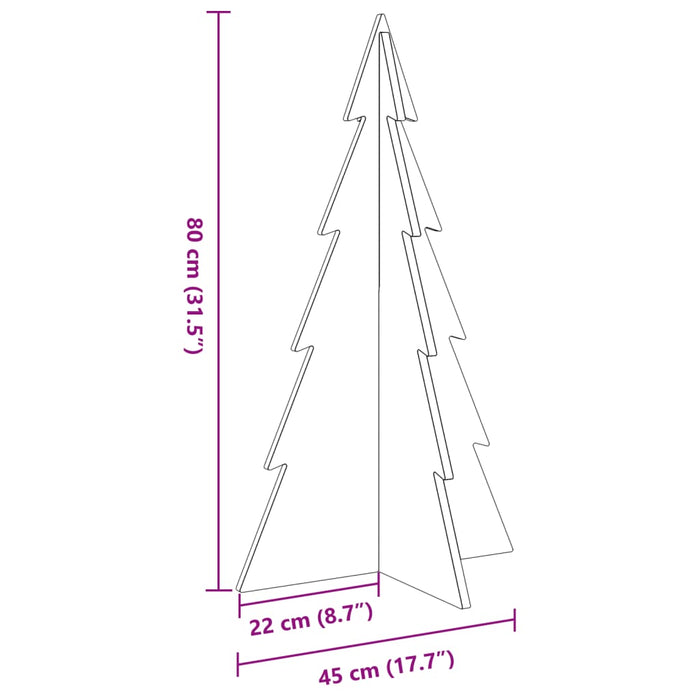 Brad de Crăciun din lemn decorativ, 80 cm, lemn de pin masiv - WALTI WALTI