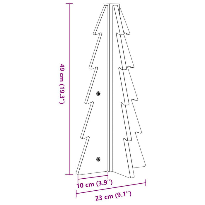 Brad de Crăciun decorativ, maro ceruit, 49 cm, lemn pin masiv - WALTI WALTI