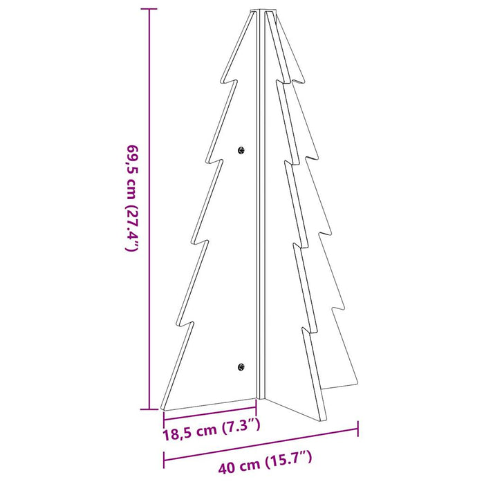 Brad de Crăciun decorativ, alb, 69,5 cm, lemn de pin masiv - WALTI WALTI