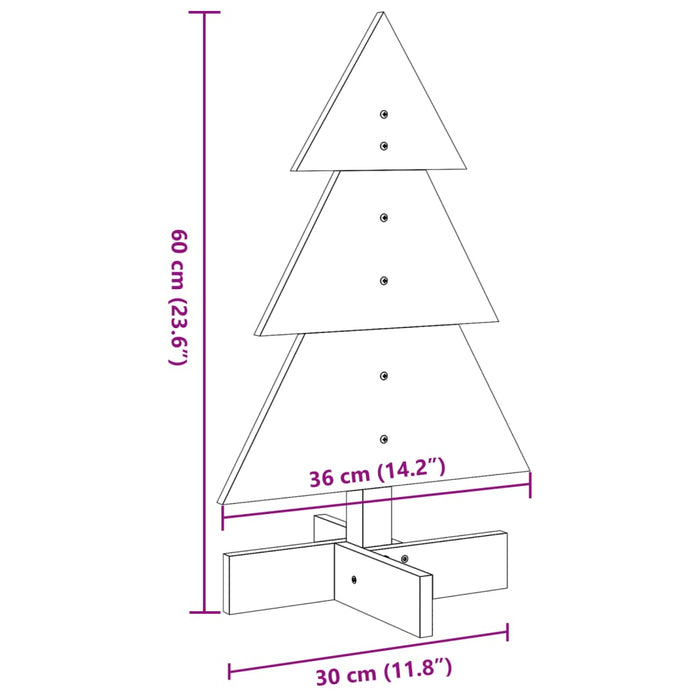 Brad de Crăciun din lemn decorativ, 60 cm, lemn de pin masiv - WALTI WALTI