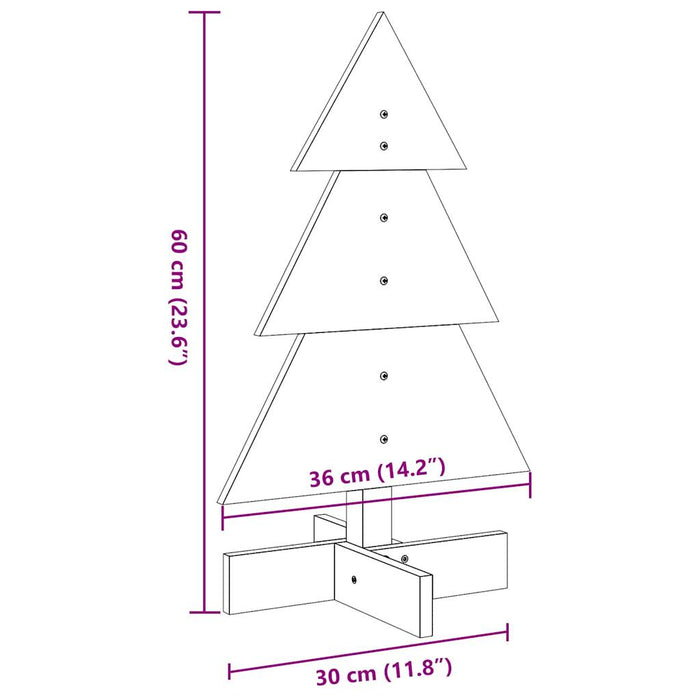 Brad de Crăciun decorativ, alb, 60 cm, lemn de pin masiv - WALTI WALTI