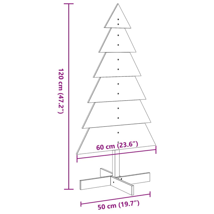 Brad de Crăciun din lemn decorativ, 120 cm, lemn de pin masiv - WALTI WALTI