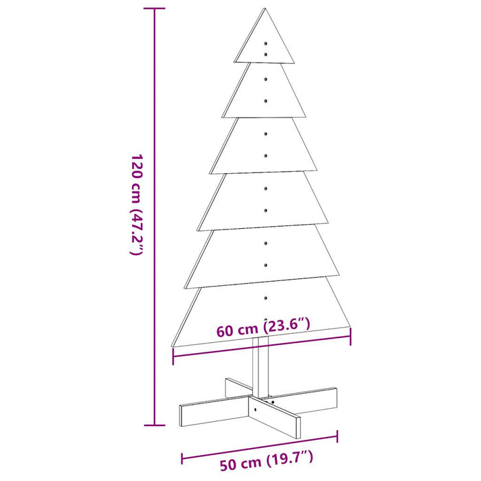 Brad de Crăciun decorativ, maro ceruit, 120 cm, lemn pin masiv - WALTI WALTI