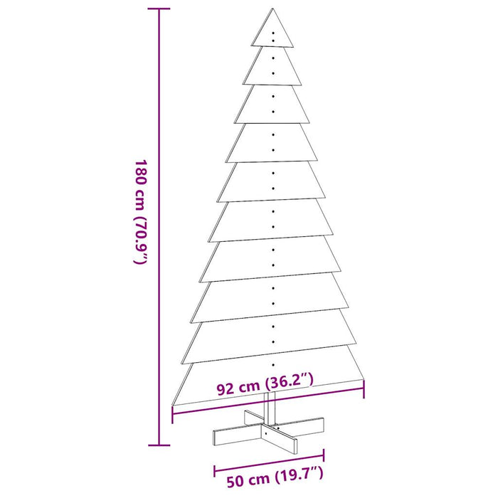 Brad de Crăciun decorativ, alb, 180 cm, lemn de pin masiv - WALTI WALTI