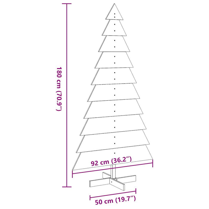 Brad de Crăciun decorativ, maro ceruit, 180 cm, lemn pin masiv - WALTI WALTI