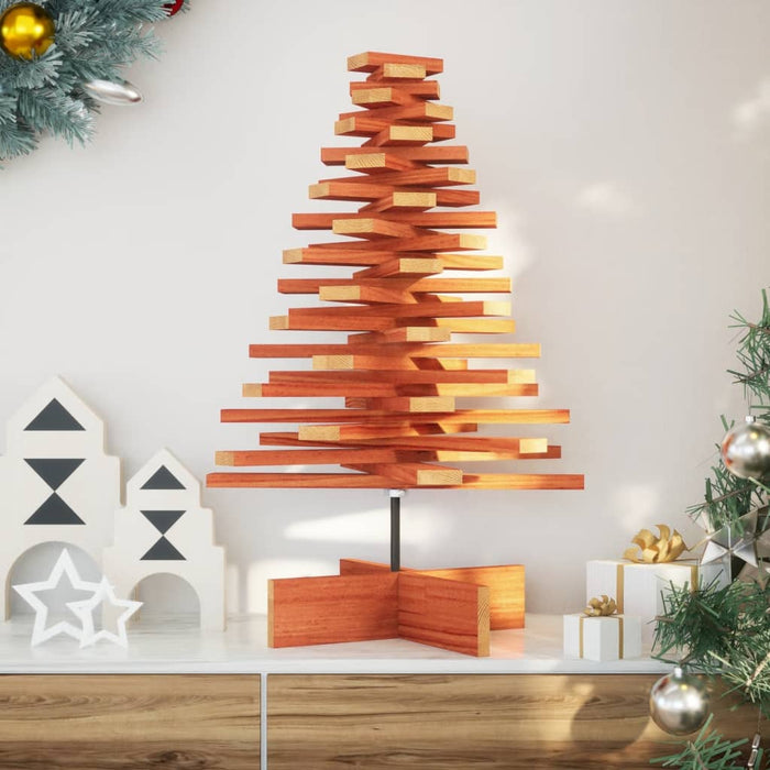 Brad de Crăciun decorativ, maro ceruit, 80 cm, lemn pin masiv - WALTI WALTI