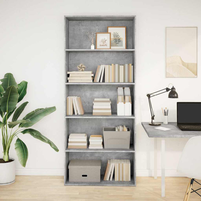 Bibliotecă, gri beton, 80x30x189 cm, lemn prelucrat WALTI