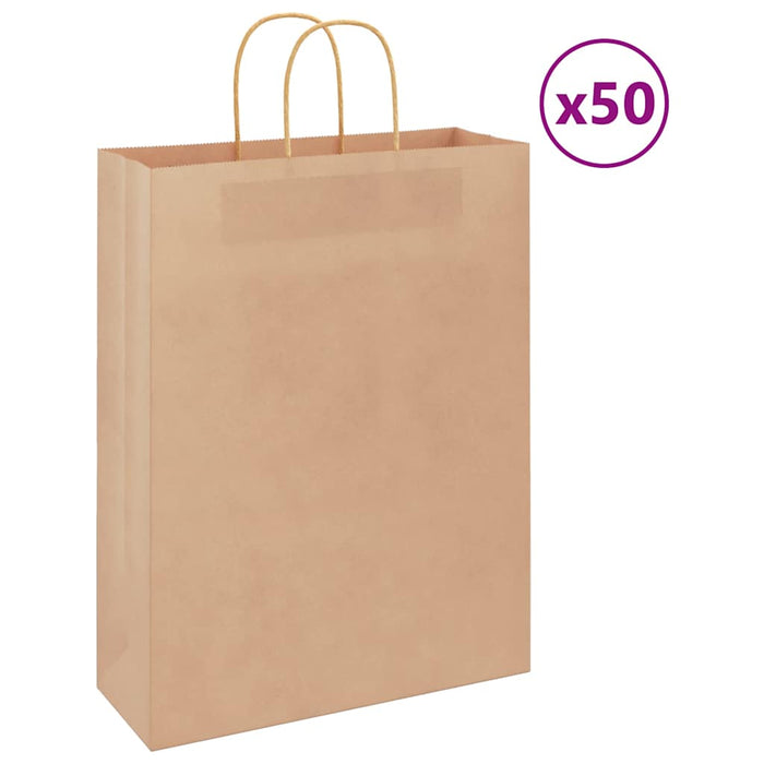Pungi de hârtie 50 buc cu mânere maro 32x12x42 cm - WALTI WALTI