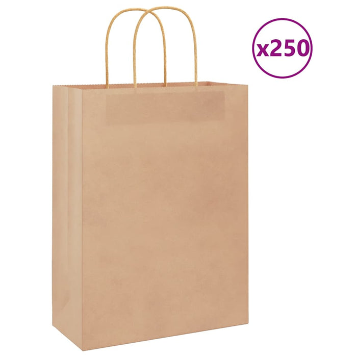 Pungi de hârtie 250 buc cu mânere maro 26x12x35 cm - WALTI WALTI