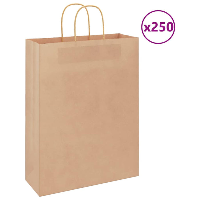 Pungi de hârtie 250 buc cu mânere maro 32x12x42 cm - WALTI WALTI