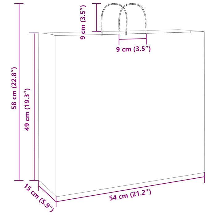 Pungi de hârtie 250 buc cu mânere maro 54x15x49 cm WALTI