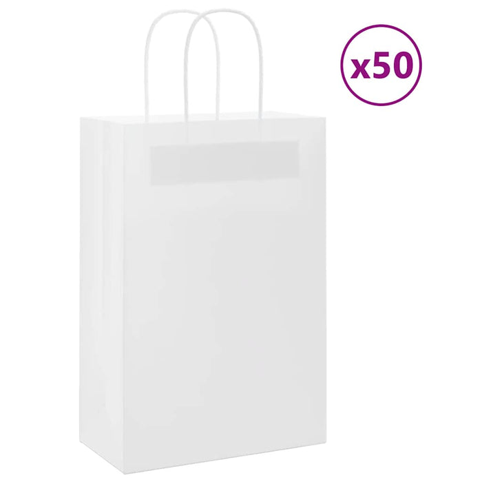 Pungi de hârtie 50 buc cu mânere albe 21x11x31 cm WALTI