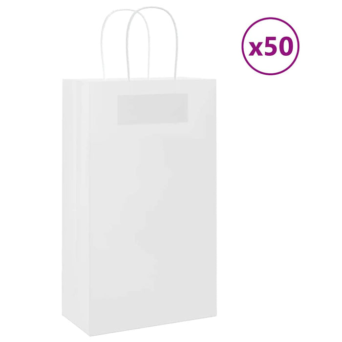 Pungi de hârtie 50 buc cu mânere albe 21x11x36 cm - WALTI WALTI