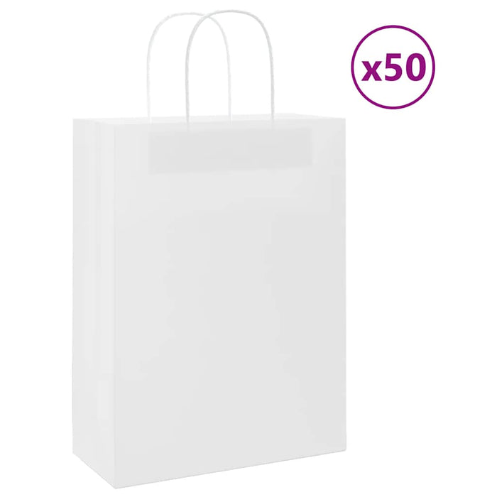 Pungi de hârtie 50 buc cu mânere albe 26x12x35 cm WALTI