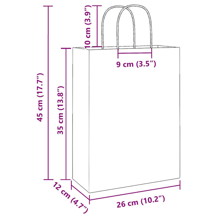 Pungi de hârtie 50 buc cu mânere albe 26x12x35 cm WALTI