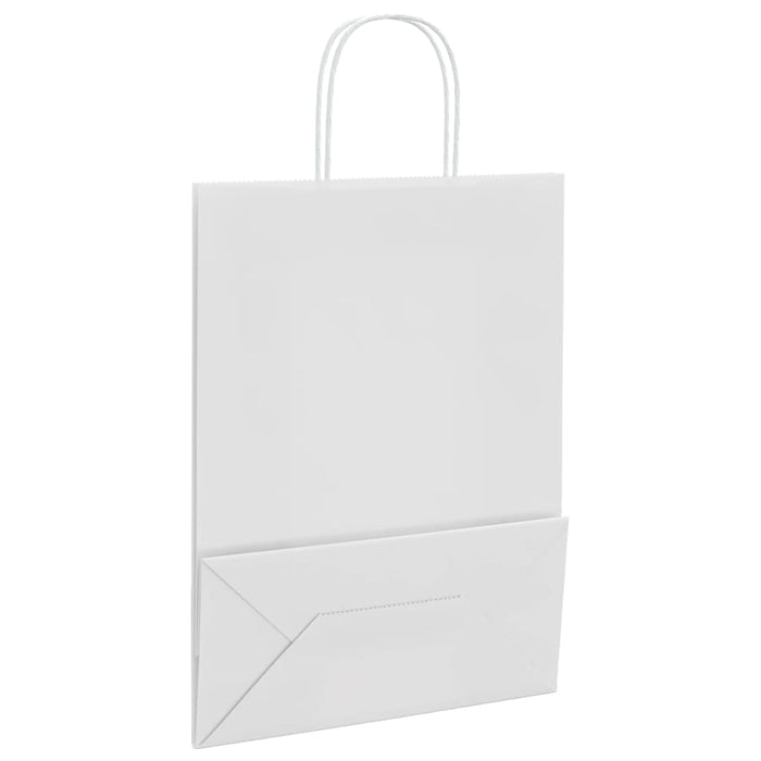 Pungi de hârtie 50 buc cu mânere albe 26x12x35 cm WALTI