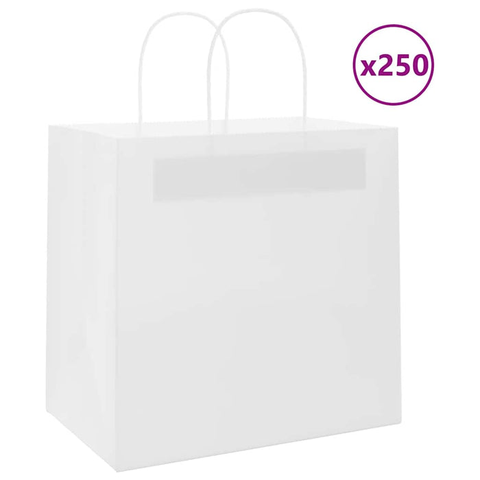 Pungi de hârtie 250 buc cu mânere albe 26x17x25 cm WALTI