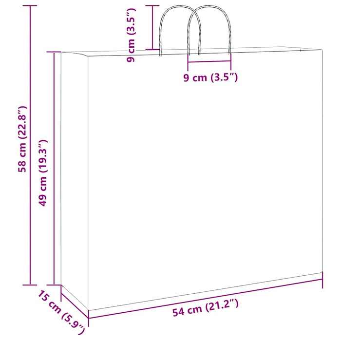 Pungi de hârtie 250 buc cu mânere albe 54x15x49 cm WALTI