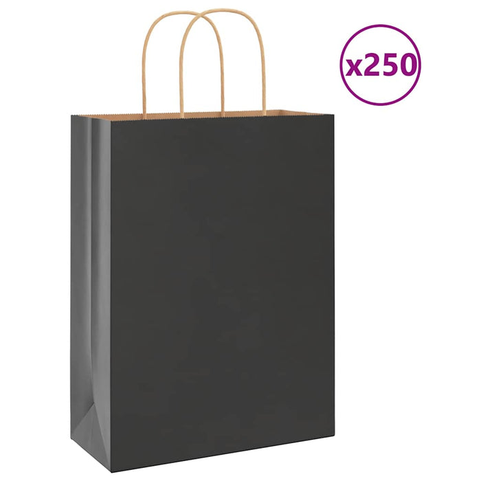 Pungi de hârtie 250 buc cu mânere negre 26x12x35 cm WALTI