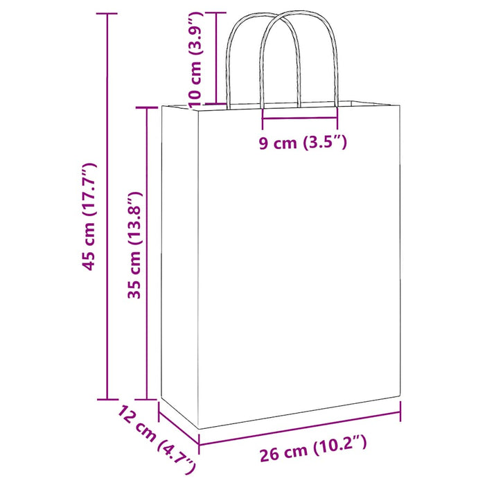 Pungi de hârtie 250 buc cu mânere negre 26x12x35 cm WALTI