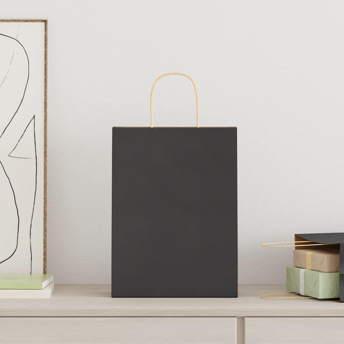 Pungi de hârtie 250 buc cu mânere negre 26x12x35 cm WALTI