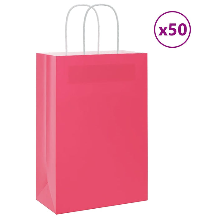 Pungi de hârtie 50 buc cu mânere roz 21x11x31 cm - WALTI WALTI