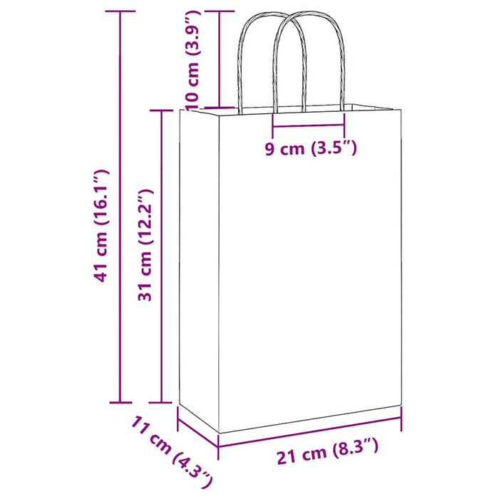 Pungi de hârtie 50 buc cu mânere roz 21x11x31 cm - WALTI WALTI