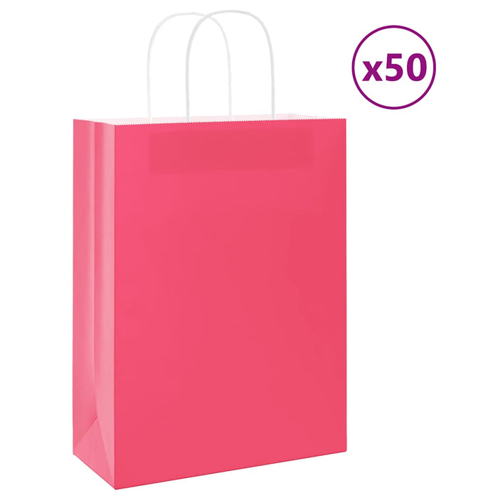 Saci de hârtie 50 buc cu mânere roz 26x12x35 cm - WALTI WALTI