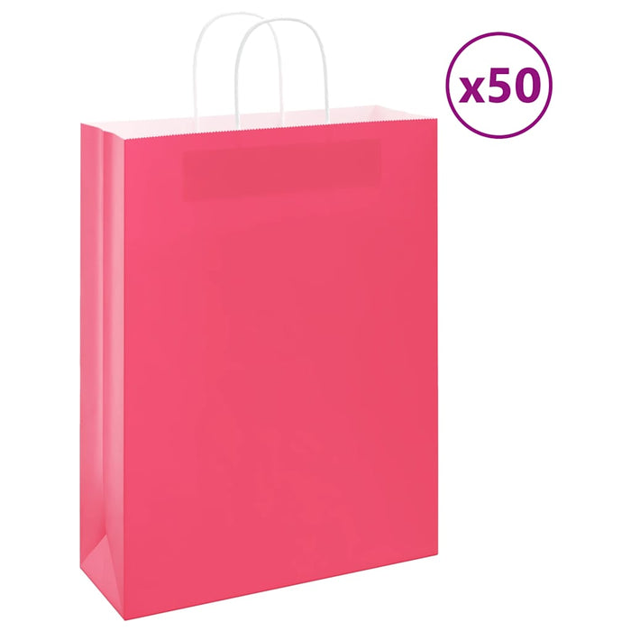 Pungi de hârtie 50 buc cu mânere roz 32x12x42 cm - WALTI WALTI