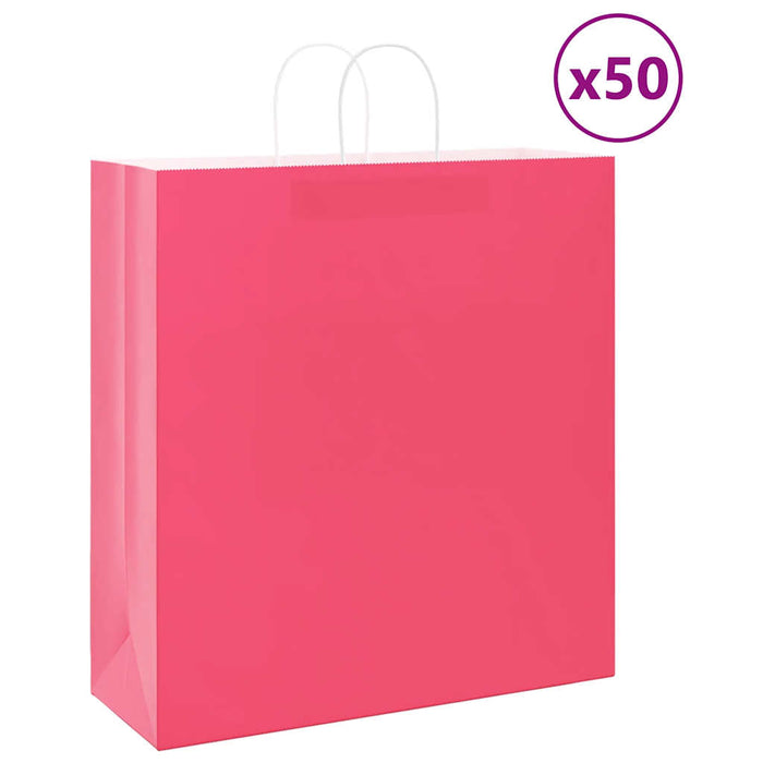 Pungi de hârtie 50 buc cu mânere roz 45x17x48 cm - WALTI WALTI