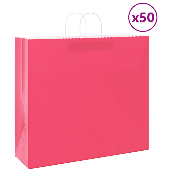 Pungi de hârtie 50 buc cu mânere roz 54x15x49 cm WALTI