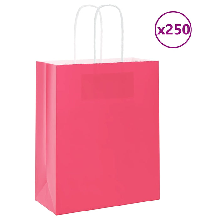 Pungi de hârtie 250 buc cu mânere roz 18x8x22 cm WALTI