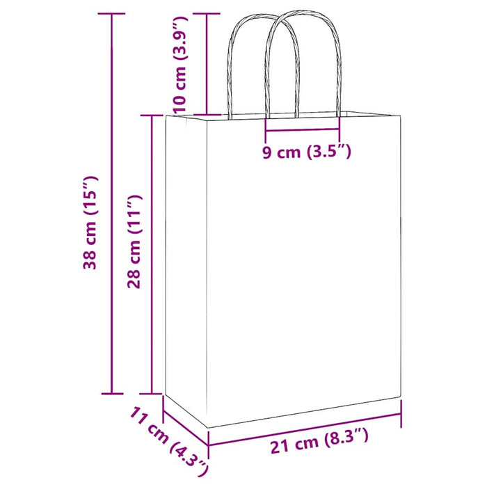Pungi de hârtie 250 buc cu mânere roz 21x11x28 cm - WALTI WALTI