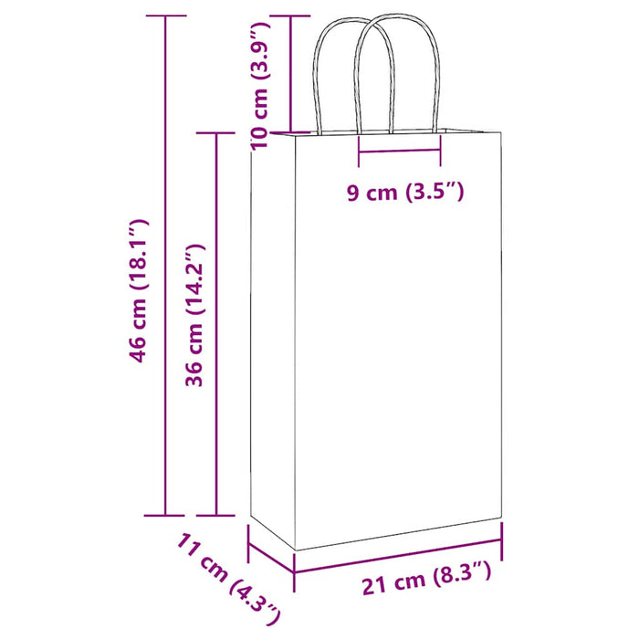 Pungi de hârtie 250 buc cu mânere roz 21x11x36 cm - WALTI WALTI