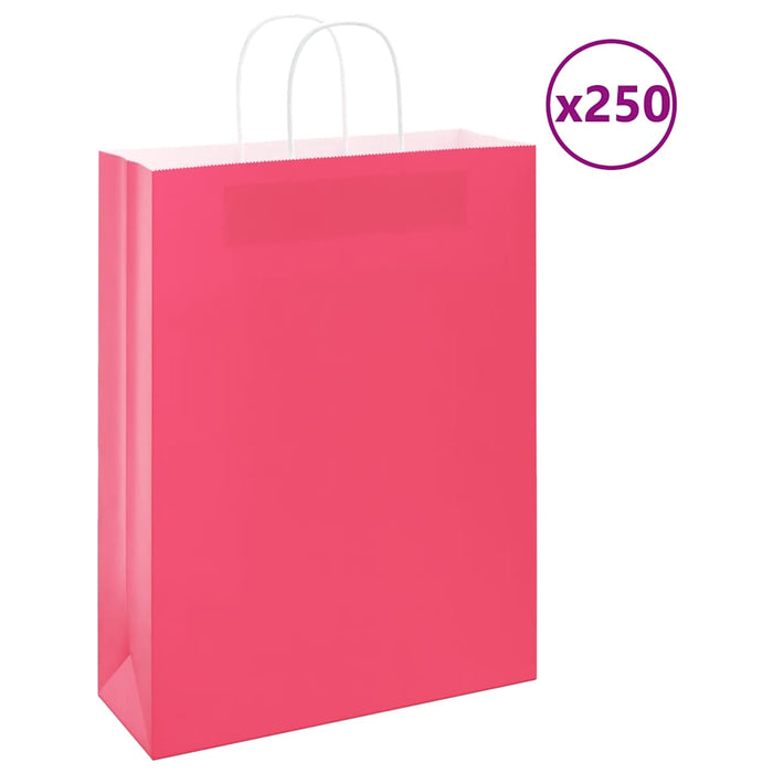 Pungi de hârtie 250 buc cu mânere roz 32x12x42 cm - WALTI WALTI