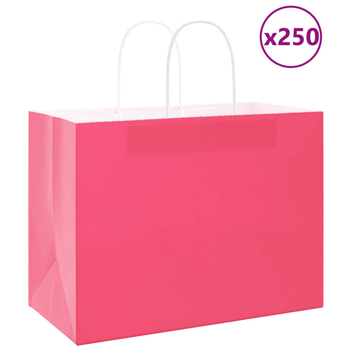 Pungi de hârtie 250 buc cu mânere roz 32x17x25 cm - WALTI WALTI